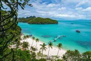 Koh Wua Ta Lap island beach seen from a view point